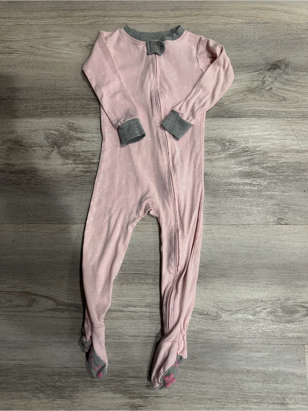 The Honest Company Pink Footed Sleeper with Gray Trim